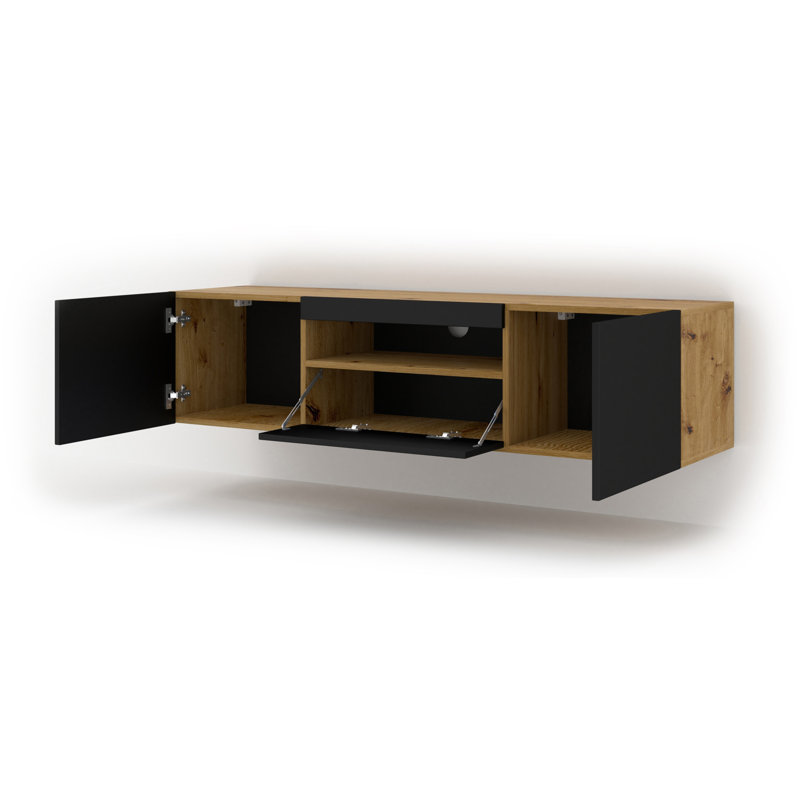 Carty TV Stand for TVs up to 65", Oak/Black Matt