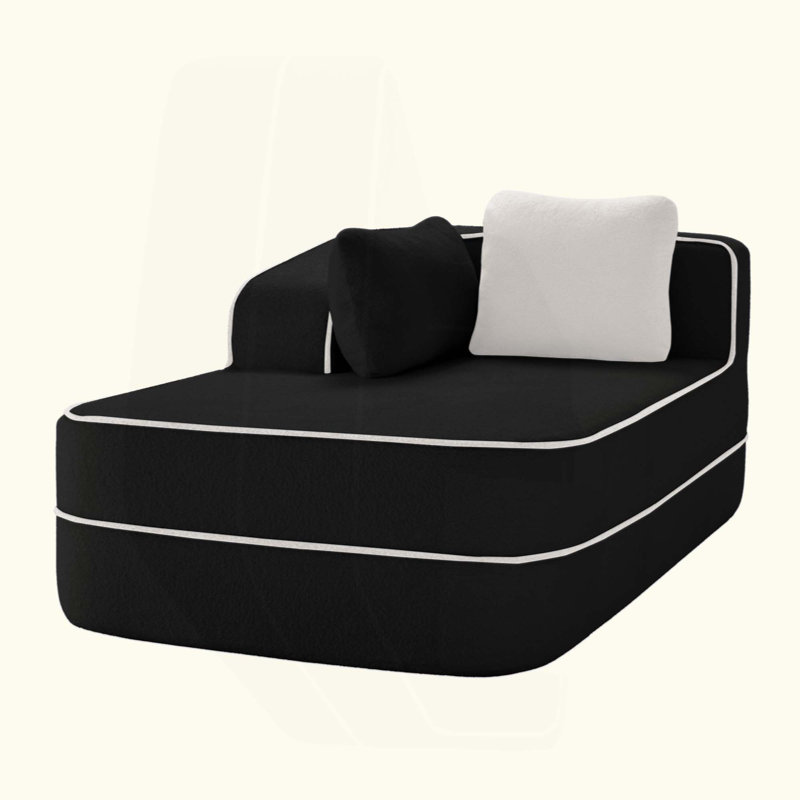 Canapé de gauche avec tissu Teddy, Noir