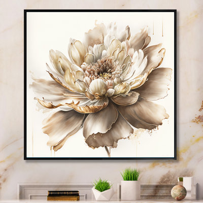 Single Beige Flower I - Floral Wall Art