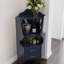 Armoire de bar d'angle en bois avec 2 tablettes de rangement ouvertes et 2 tiroirs, armoire avec miroir à l'arrière, pieds / pieds hauts pour un nettoyage facile, armoire buffet BLEU