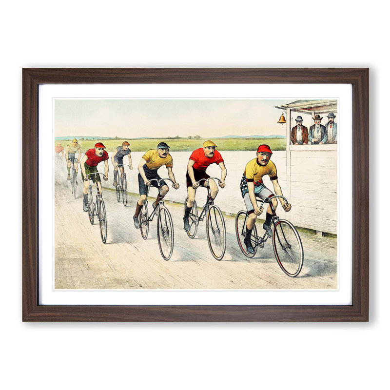 Bicycle Race by John Cameron - Single Picture Frame Painting, 33cm H x 45cm W x 2cm D, Walnut Framed