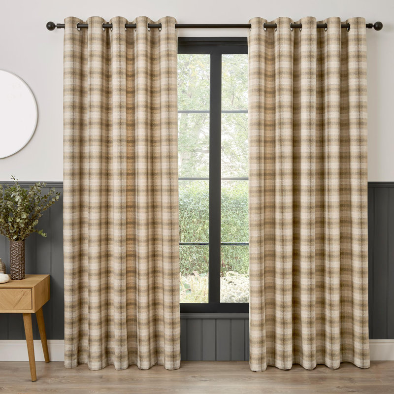 Semi Sheer Curtain Pair, Natural, 168cm Width x 229cm Drop