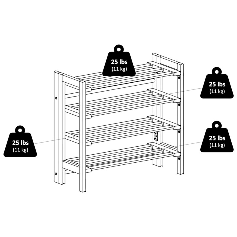 Ibbine Natural 4-Tier Stackable Shoe Rack