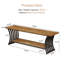 Banc de rangement en bois massif 55 po, banc de rangement industriel avec tubes en métal épaissi