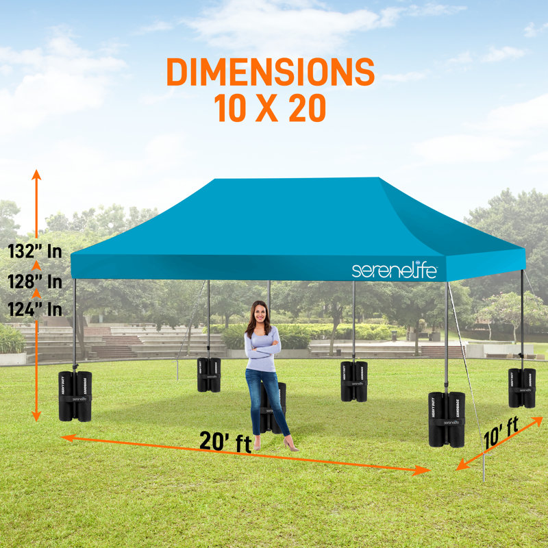 Sky Blue 10x20 Pop-Up Canopy Tent with Adjustable Height