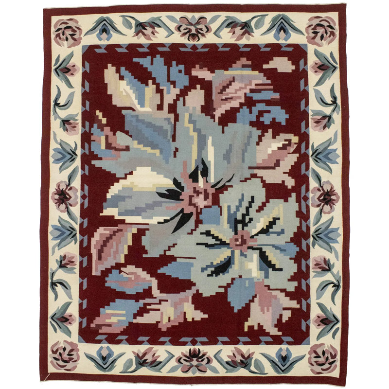Tapis chinois rouge Dhurrie 8X10