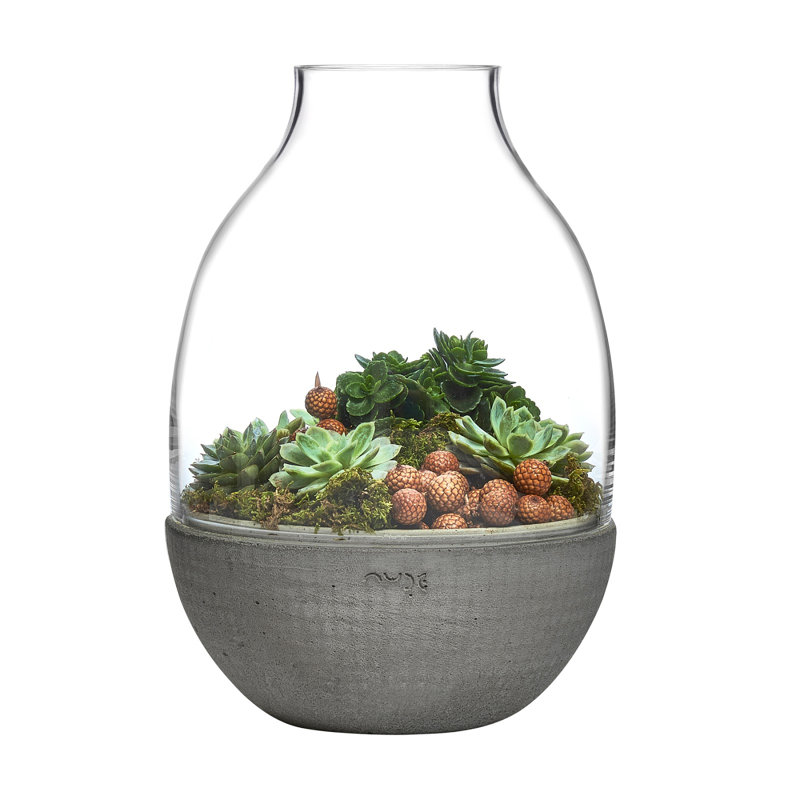 Eden Handmade Glass Planter, 13.5" H x 9" W x 9" D
