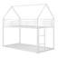 Lit superposé simple au-dessus d'un lit simple en métal, cadre de lit superposé en forme de maison avec toit et échelle blanc-129619090