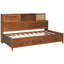 Lit de jour simple en noyer avec 3 tiroirs de rangement, planche souple, tablette et pour un style de vie fonctionnel - Décoration de chambre à coucher confortable en bois