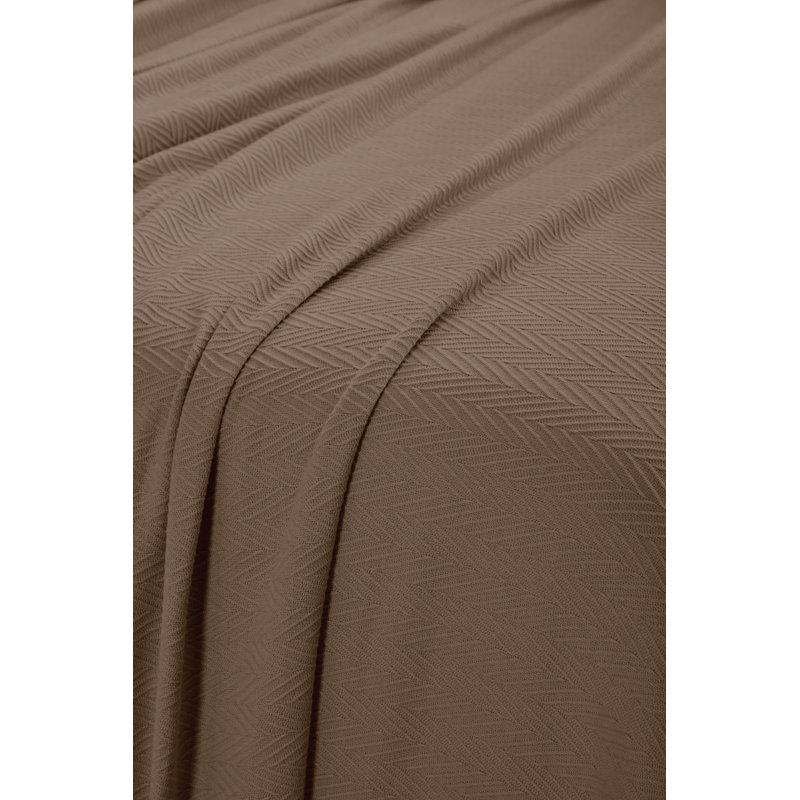 Jeté en coton toutes saisons Jareth, Taupe, Lit simple