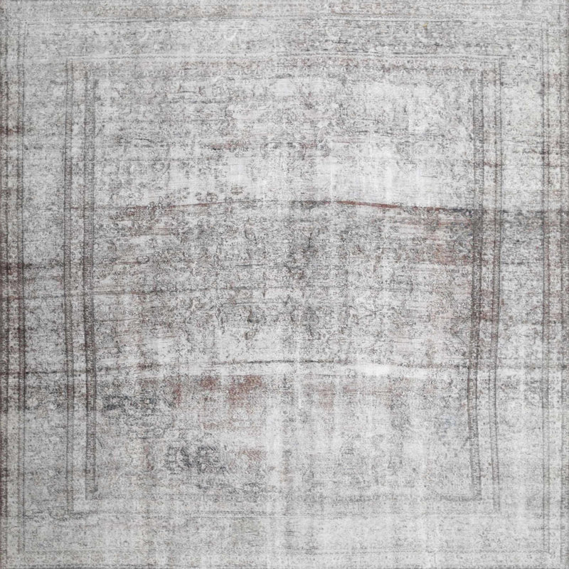 Tapis gris zone contemporaine, Carré 3 pi