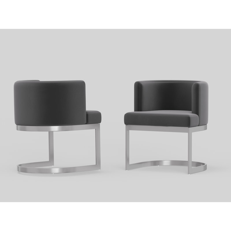 Waycross 19'' H Velvet Upholstered Armchair, Gray