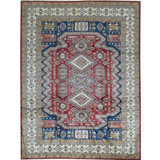 Kazak Wool Southwestern Area Rug in Green/Blue/Rust