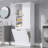 Tall Storage Cabinet With Adjustable Shelves, Large Flip-Out Basket & Enclosed Cabinets – Perfect For Bathroom, Living Room, Or Office, MDF Material With Aluminum Alloy Handles-1285130376