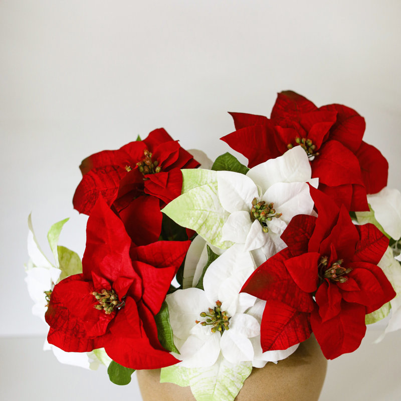 Poinsettia Faux Floral, White