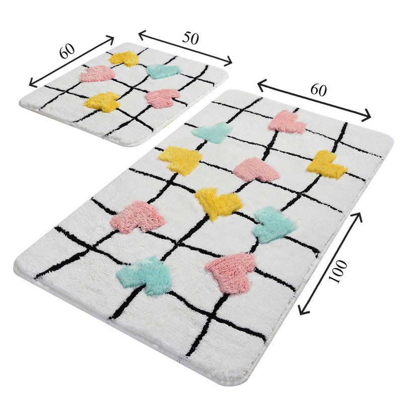 Ensemble de tapis de bain en acrylique (2 pièces) antibactérien et antidérapant, 19,7 po x 23,6 po et 23,6 po x 39,4 po | 100% acrylique, hauteur des poils: 0,7 à 1,2 po | Lavable à la machine, doux et durable pour le décor de votre salle de bain
