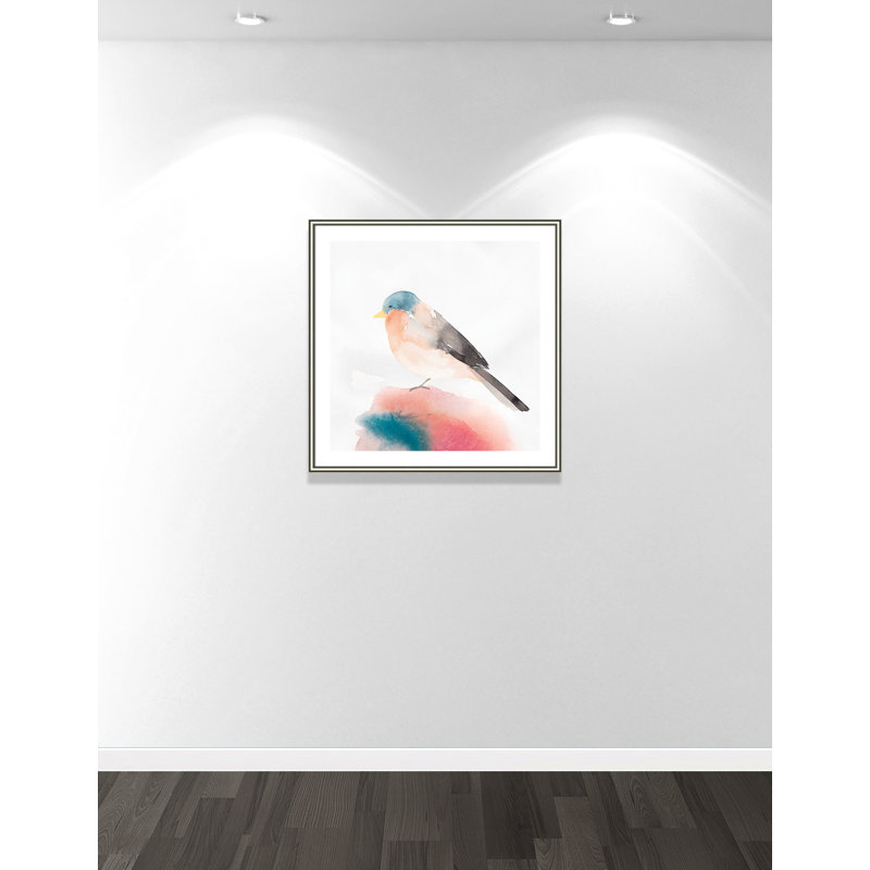 Chickadee II par Casa Fine Arts, Blanc, Papier avec cadre argenté, H 33,25 po x l 33,25 po x P 0,875 po
