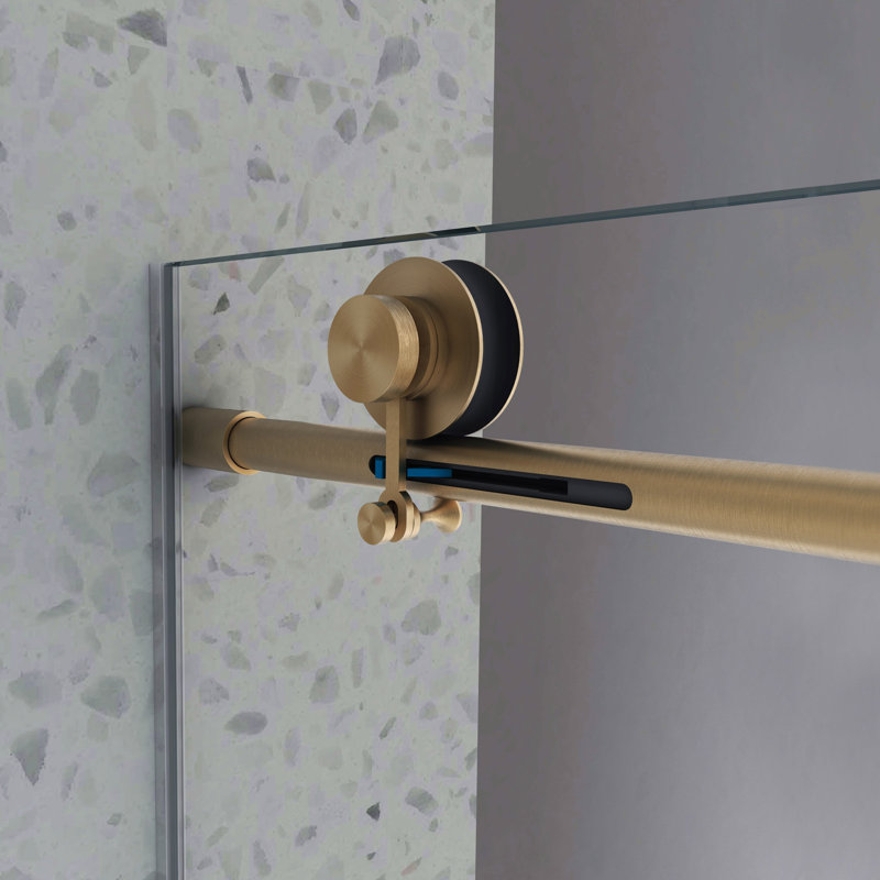 60X63 Brushed Gold Frameless One Fixed And One Shifted Shower Door,70Mm 304 Stainless Steel Large Pulleys With Adjustable Soft Closing Function,With Nano Easy Cleaning,Stick Explosion-Proof Menbrance