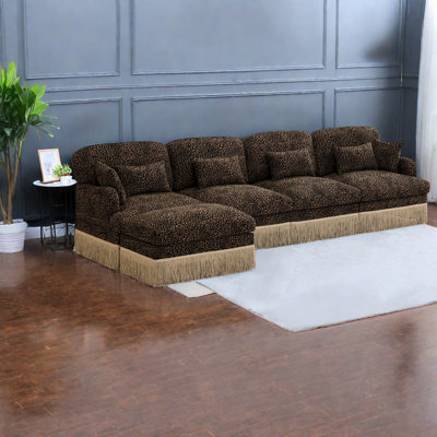 Large Modular Sofas Chenille Leopard Modern L Shape For Living Room