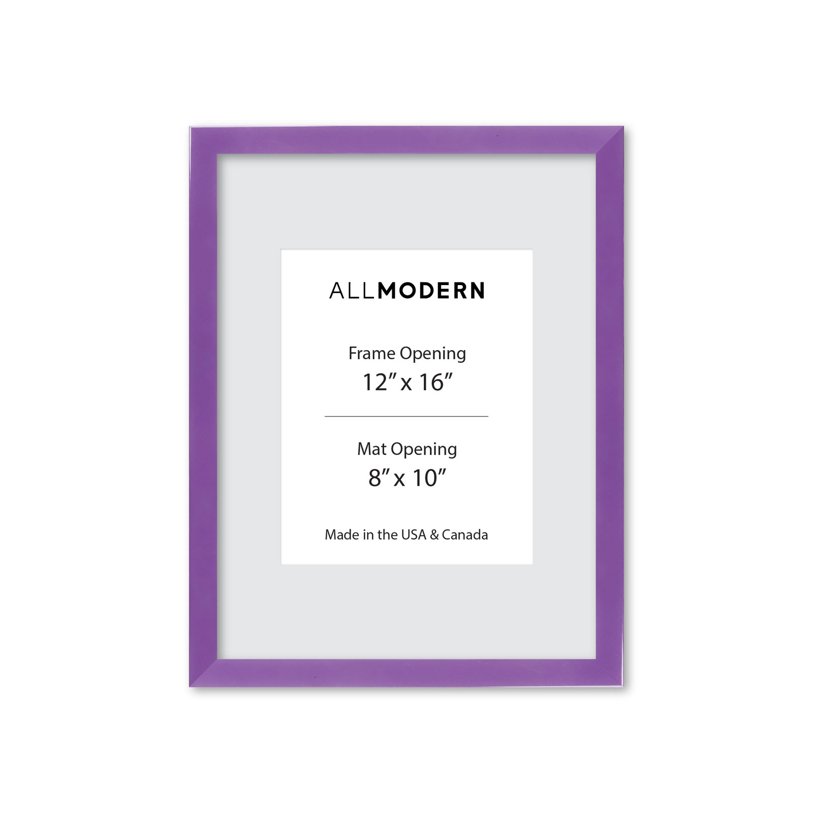 Willin Solid Wood Picture Frame with Mat, 13.75" W x 17.75" H, Plum Purple