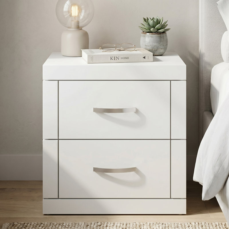 Avigail 20.31" 2 Drawer Nightstand, White, Individual