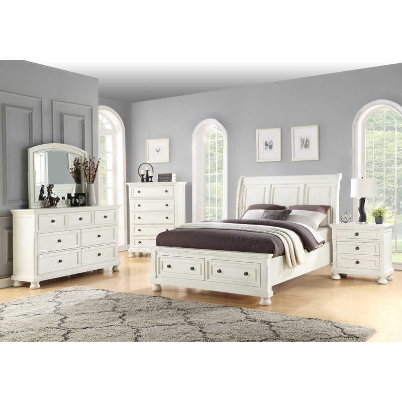 Kynsleigh Low Profile Storage Platform Bed, Oyster White, Full