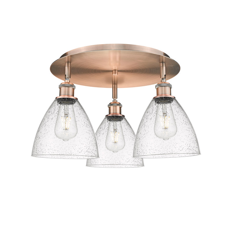 Plafonnier encastré en verre Amenda, Bullé, Cuivre antique