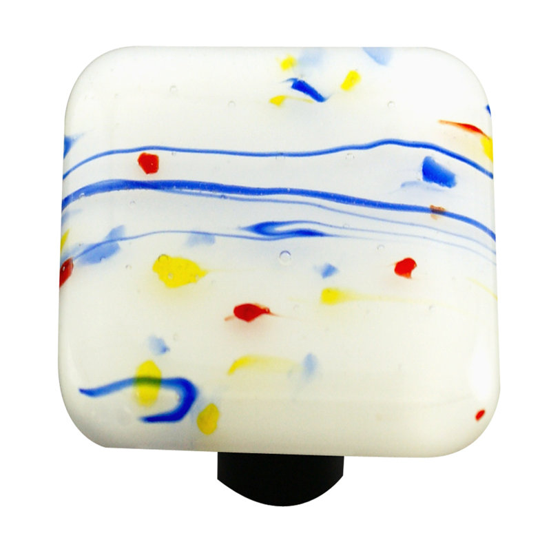 Mardi Gras 1.5" Length Square Knob, Black
