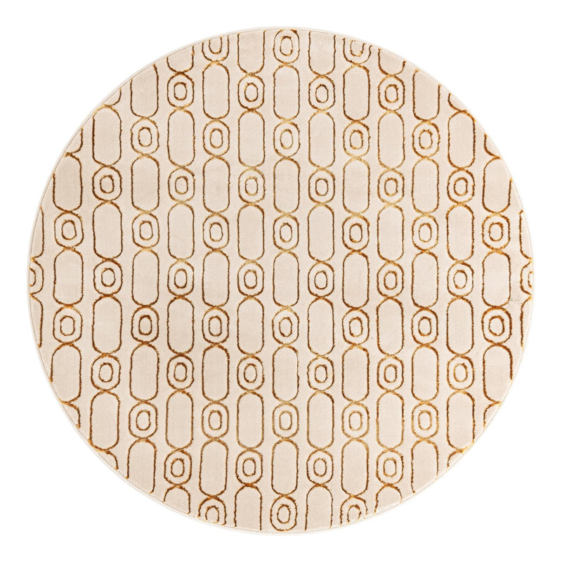 Tapis noir et doré Latitude Run® Colonne Nikica, Rond 6 pi 1 po