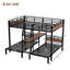 Lit superposé triple en métal peu encombrant avec tablettes et escaliers de rangement intégrés-1070075005