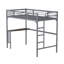 Lit mezzanine simple en métal avec bureau, échelle et garde-corps, bureau sous le lit-1343720045