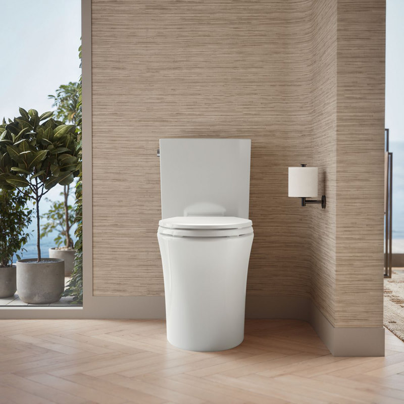 Veil Elongated Toilet Bowl With Skirted Trapway, White
