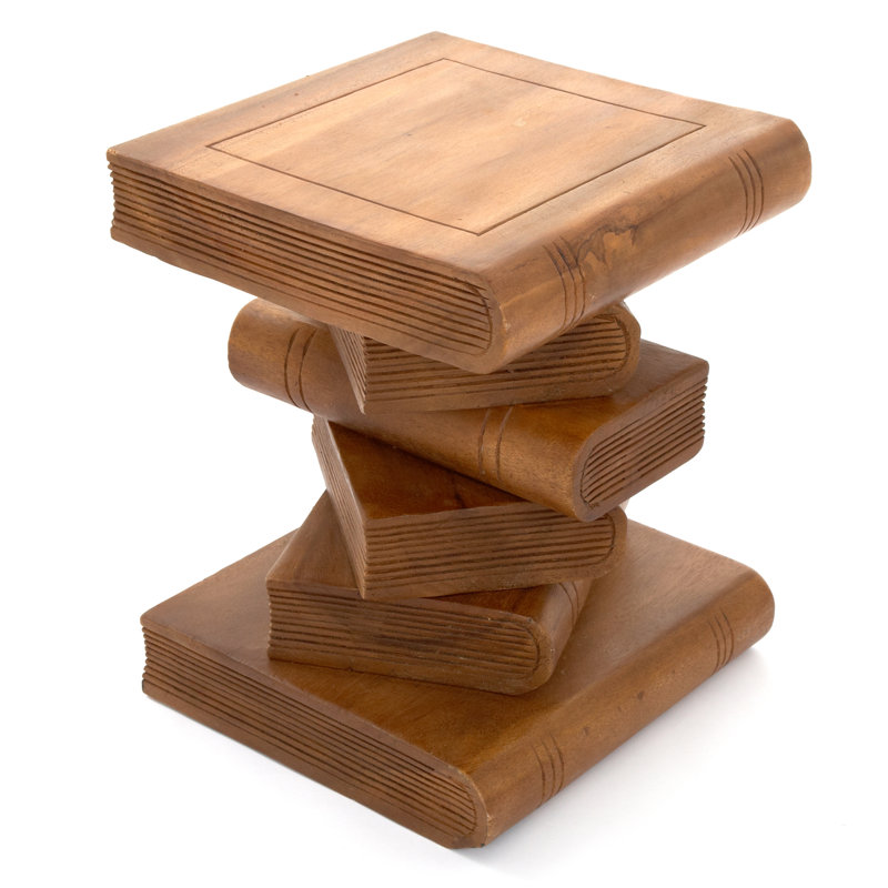 Bookstack Solid Wood End Table, Waxed