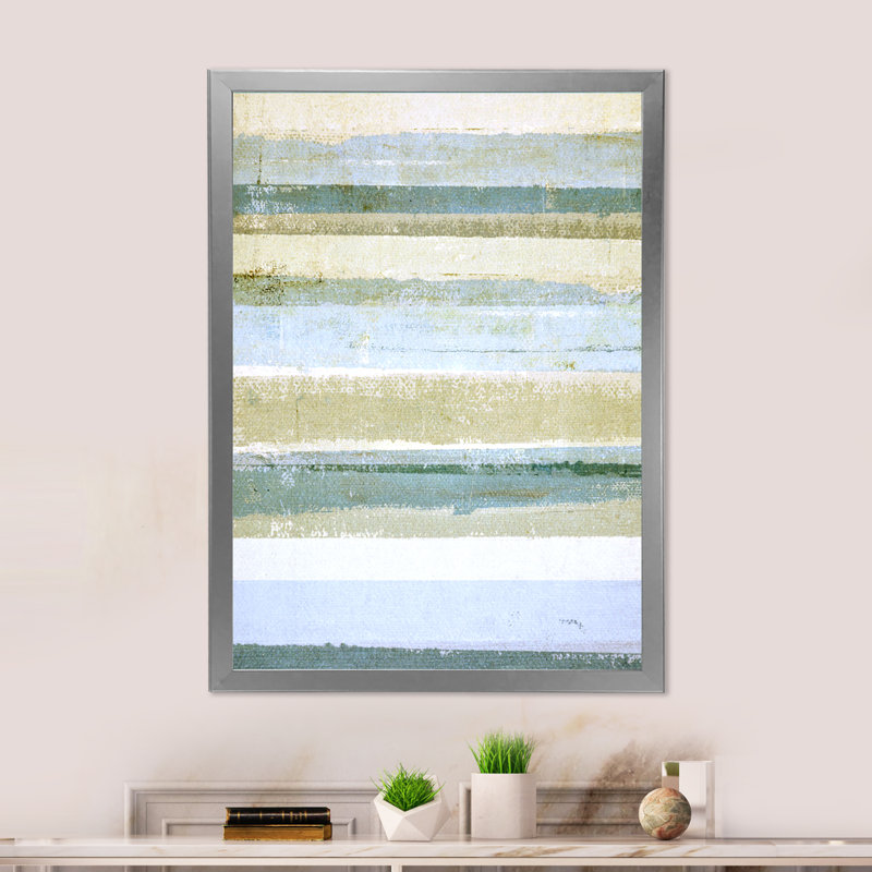 Art moderne gris et bleu II 2FDP47753, H 12 po x l 8 po x P 1 po, Toile avec cadre argenté