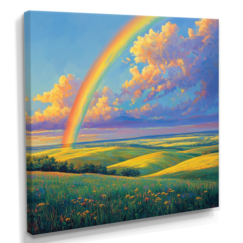 «Giel Rainbow Over The Windy Plains I», art mural arc-en-ciel, Toile tendue, Ne s’applique pas, H 30 po x l 30 po