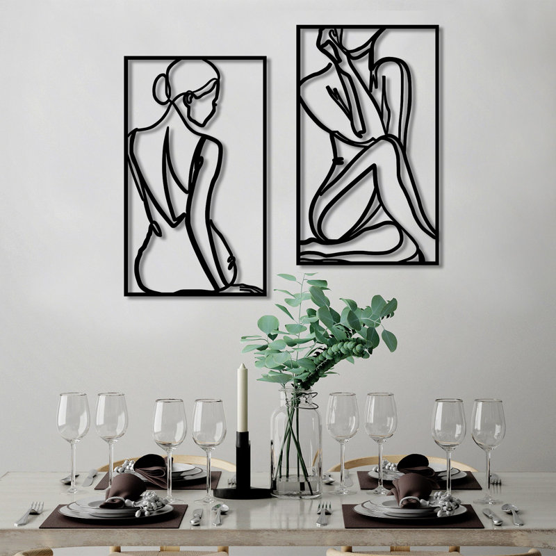 Stylish Decorative Metal Wall Accessory (2 Pieces), Black Finish, 16.5 x 27.6 inches | 100% Metal with 0.06 inches Thickness | Lightweight Design (1.4 lbs) | Perfect for Home Decor, Easy to Hang
