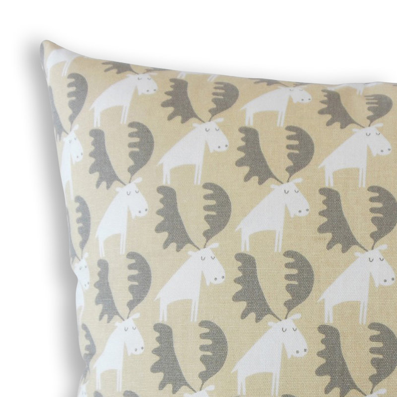Oreiller en coton Qayl, 26 po x 26 po, Beige / Gris / blanc, Coussin décoratif