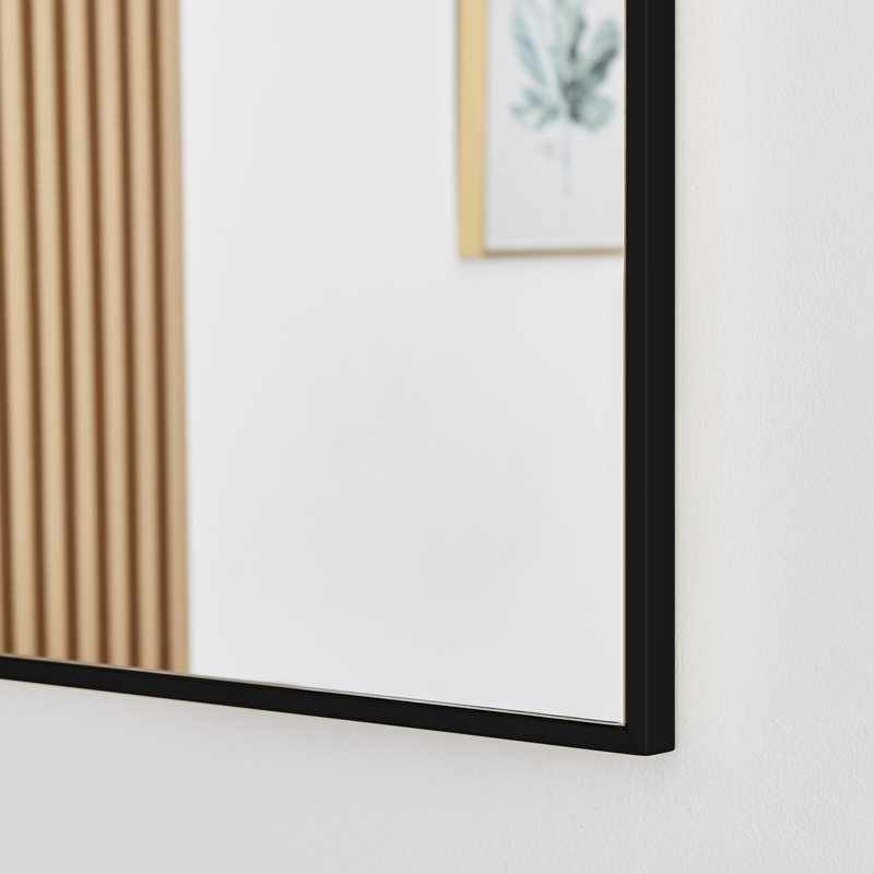 Alcantera Rectangle Metal Frame Wall Mirror Simple and Elegant Modern Design, 100cm H x 66cm W, Black