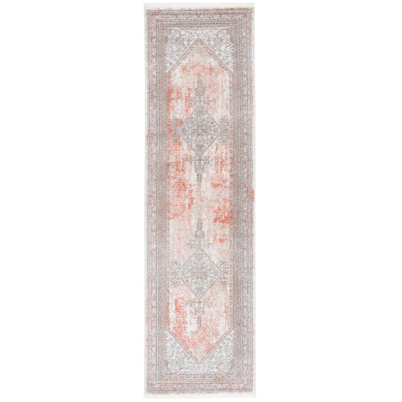 Tapis oriental rose / gris Radom, Tapis de couloir 2 pi 2 po x 8 pi