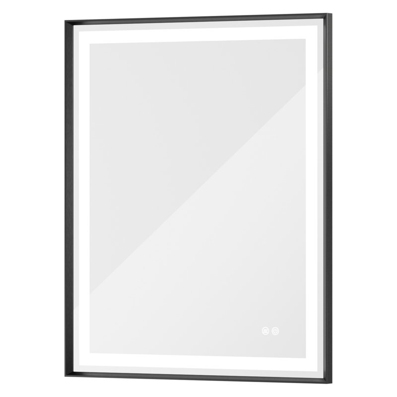LED lighted Mirror with Tempered Glass, Metal Frame, Frontlit & Backlit, 36" x 30"
