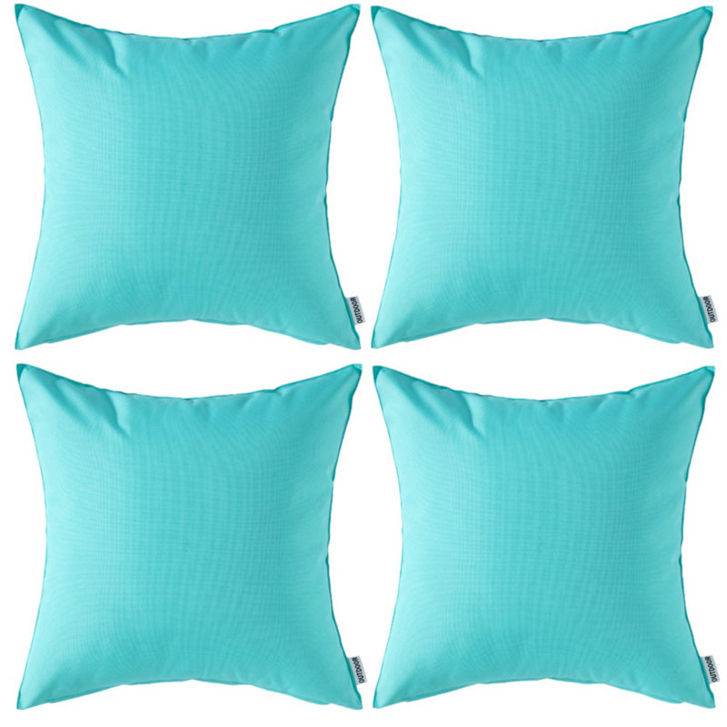 Outdoor Reversible Pillow Cover, 16" x 16", Aqua, Square