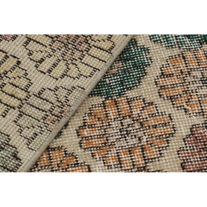 One-of-a-Kind Rectangle 3’6” X 5’2” 1960s Wool Area Rug Blue, Brown, Red, Beige