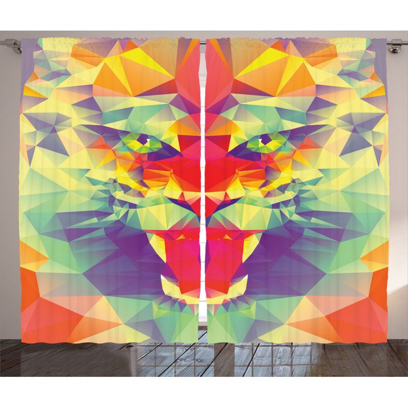 Safari Abstract Semi-Sheer Rod Pocket Curtain Panels, 54" x 96"