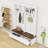 4-in-1 Hall Tree with 2 Drawers, Coat Rack, Storage Shelves and Bench-907359356