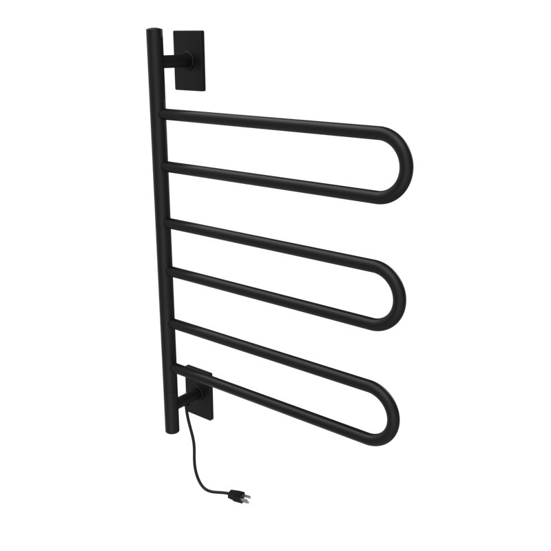 Chauffe-serviettes mural ou à brancher pivotant SL3, H 35 po x l 25 po x P 5 po, Noir mat