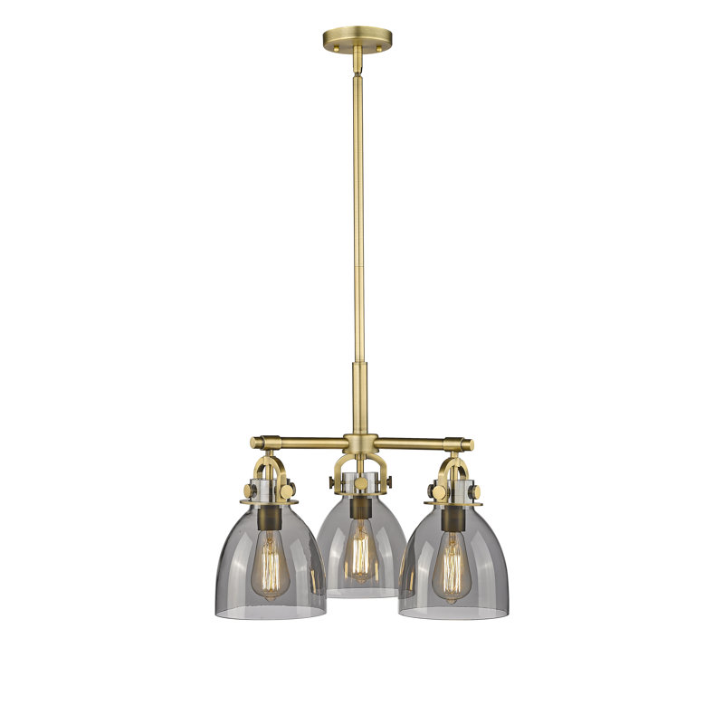 Luminaire suspendu sur tige 7 lumières Sloatsburg, Laiton brossé, Plaqué couleur fumée