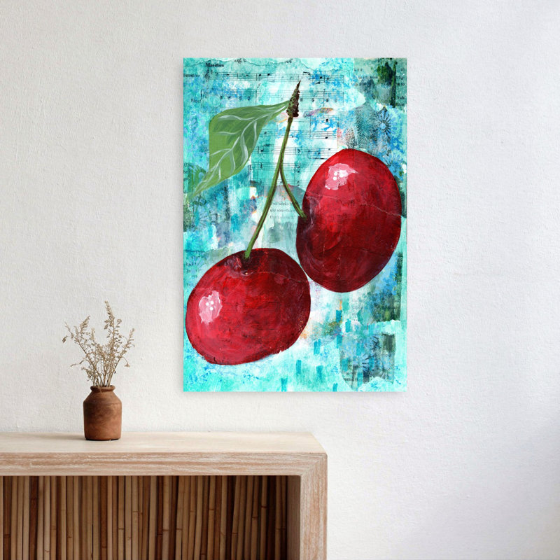Sweet Cherry Notes Vibrant Abstract Contemporary, 24" H x 16" W