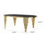 Table de salle à manger ovale en verre noir avec base en acier inoxydable doré-1486920086