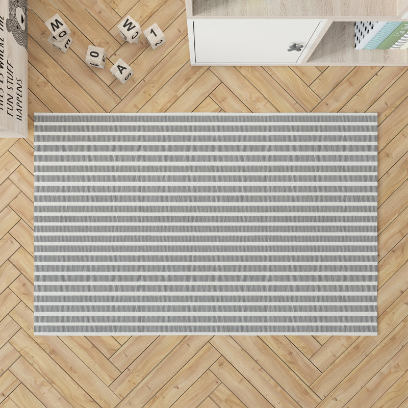 Tapis de jeu pour enfant Comb Row, Rectangle 60 po x 84 po, Ivory/Charcoal