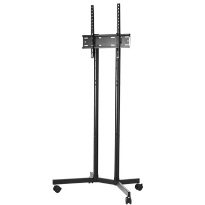Support portatif pour écran avec roulettes, téléviseur sur roulettes pour téléviseurs à DEL de 32 à 65 pouces, réglable en hauteur, peut supporter 88 lb, compatible avec différents types, acier au carbone noir, plusieurs espaces appropriés